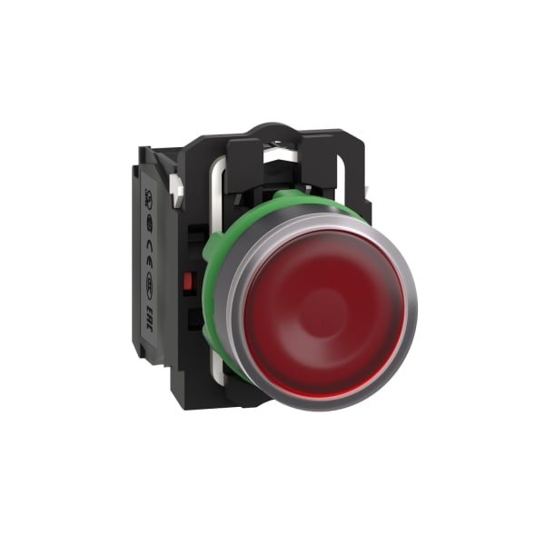 SCHNEIDER ELECTRIC - Leuchtdrucktaster, Harmony XB5, Kunststoff, rot, 22mm, universelle LED, glatte Kalotte, 1S + 1Ö, 24V ACDC