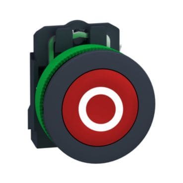 SCHNEIDER ELECTRIC - Drucktaster Frontelement flacher Einbau Ø 30mm in rot mit weißer Beschriftung ''O''1Ö