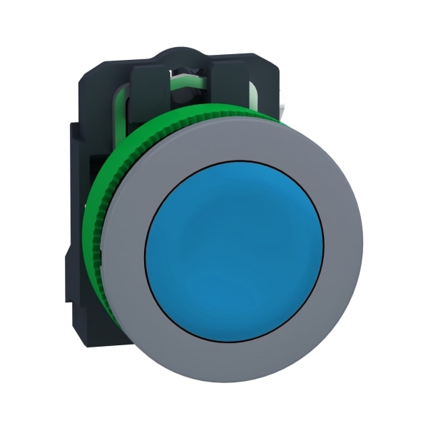 SCHNEIDER ELECTRIC - Drucktaster, Harmony XB5F, Kunststoff, hellgrau, blau, unbeschriftet, 30mm, tastend, 1S