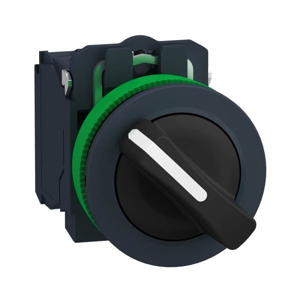SCHNEIDER ELECTRIC - Wahlschalter, Harmony XB5F, Kunststoff, antimikrobiell, schwarz, 2 Stellungen, 30mm, rastend, 1S
