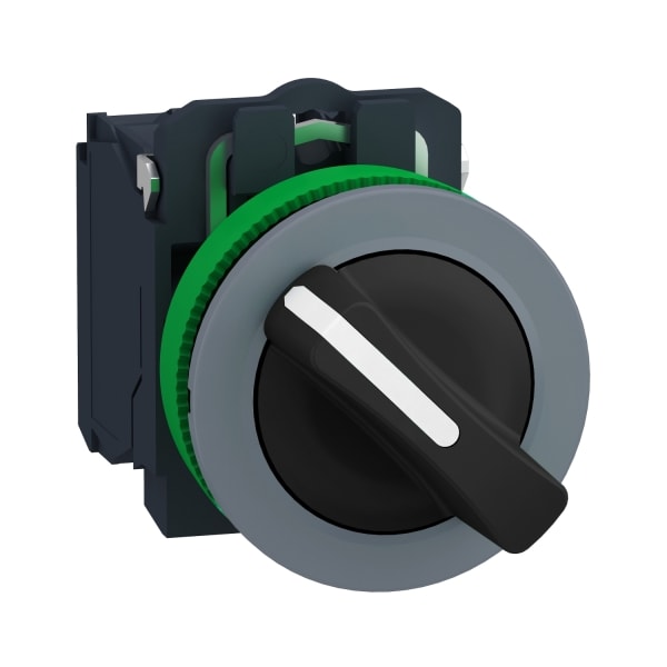 SCHNEIDER ELECTRIC - Wahlschalter, Harmony XB5F, Kunststoff, hellgrau, schwarz, 2 Stellungen, 30mm, tastend, 1S