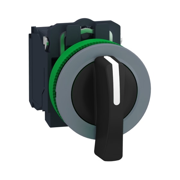 SCHNEIDER ELECTRIC - Wahlschalter, Harmony XB5F, Kunststoff, hellgrau, schwarz, 3 Stellungen, langer Knebel, 30mm, rastend, 2S