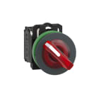 SCHNEIDER ELECTRIC - Leuchtwahlschalter, Harmony XB5F, Kunststoff, rot, 30mm, universelle LED, 2 Stellungen, 1S + 1Ö, 24V ACDC