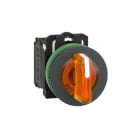 SCHNEIDER ELECTRIC - Leuchtwahlschalter, Harmony XB5F, Kunststoff, orange, 30mm, universelle LED, 3 Stellungen, 1S + 1Ö, 110-120V AC