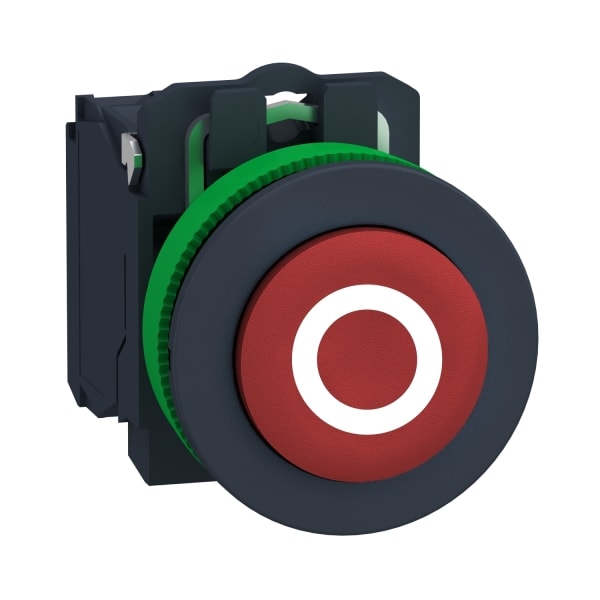 SCHNEIDER ELECTRIC - Drucktaster, Harmony XB5F, Kunststoff, antimikrobiell, vorstehend, rot, beschriftet O, 30mm, tastend, 1Ö