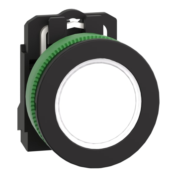 SCHNEIDER ELECTRIC - Leuchtmelder, Harmony XB5F, Kunststoff, antimikrobiell, weiß, 30mm, universelle LED, glatte Kalotte, 24V ACDC
