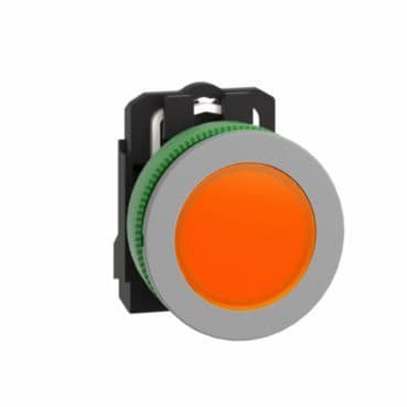 SCHNEIDER ELECTRIC - Leuchtmelder, Harmony XB5F, Kunststoff, antimikrobiell, orange, 30mm, universelle LED, glatte Kalotte, 110-120V AC