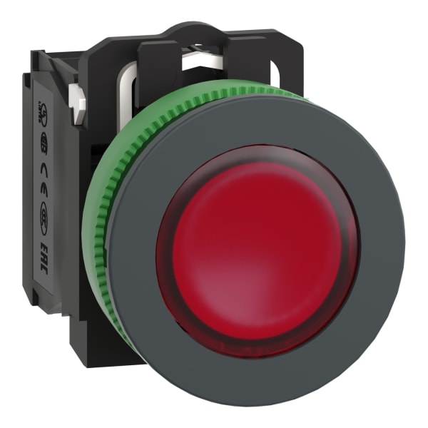 SCHNEIDER ELECTRIC - Leuchtdrucktaster, Harmony XB5F, Kunststoff, antimikrobiell, rot, 30mm, universelle LED, 1S + 1Ö, 24V ACDC