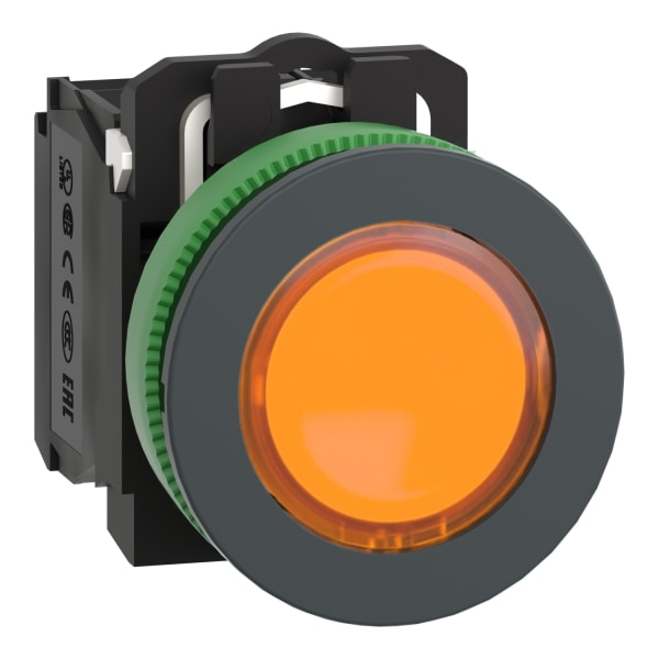 SCHNEIDER ELECTRIC - Leuchtdrucktaster, Harmony XB5F, Kunststoff, antimikrobiell, orange, 30mm, universelle LED, 1S + 1Ö, 110-120V AC
