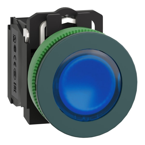 SCHNEIDER ELECTRIC - Leuchtdrucktaster, Harmony XB5F, Kunststoff, antimikrobiell, blau, 30mm, universelle LED, 1S + 1Ö, 24V ACDC