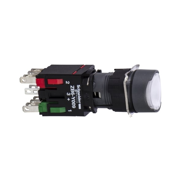 SCHNEIDER ELECTRIC - Leuchtdrucktaster, weiß Ø 16, flach, o. Rastung, 24 V, 1S+1Ö
