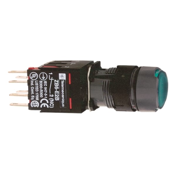 SCHNEIDER ELECTRIC - Leuchtdrucktaster, grün Ø 16, flach, o. Rastung, 24 V, 1S+1Ö