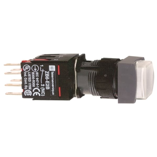 SCHNEIDER ELECTRIC - Leuchtdrucktaster, weiß Ø 16, vorstehend, ohne Rastung, 24 V, 1S+1Ö