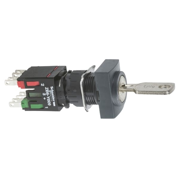 SCHNEIDER ELECTRIC - Schlüsselschalter, rechteckig, Ø16, 2 Stellungen, Kunst.-Frontr., 1S+1Ö
