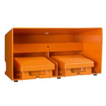 SCHNEIDER ELECTRIC - Doppelfußschalter XPE-R, mit Abdeckung, Metall, orange, 4NC+4NO