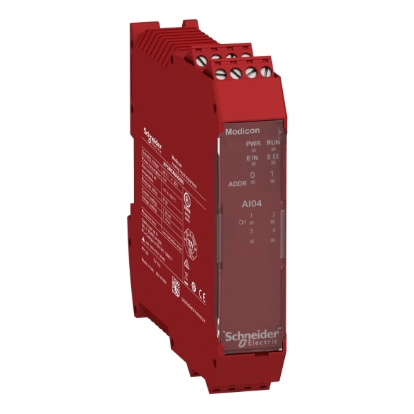 SCHNEIDER ELECTRIC - Analoges Erweiterungsmodul Modicon XPSMCM, 4 sichere Analogeingänge, 0/2-10V, 0/4-20 mA, Schraubklemmen