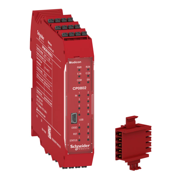 SCHNEIDER ELECTRIC - CPU des modularen Sicherheitscontrollers Modicon XPSMCM, V1, 8E, 2x2A, Federzugklemmen, mit Rückwand-Busstecker