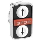 SCHNEIDER ELECTRIC - Dreifachdrucktaster, Frontelement, Harmony XB4, Metall, 22mm, weiß, rot, beschriftet Pfeile/STOP, tastend