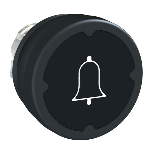 SCHNEIDER ELECTRIC - Drucktaster, Frontelement, Harmony XB4, Metall, 22mm, schwarz, beschriftet Glocke, tastend, Dichtungsmanschette
