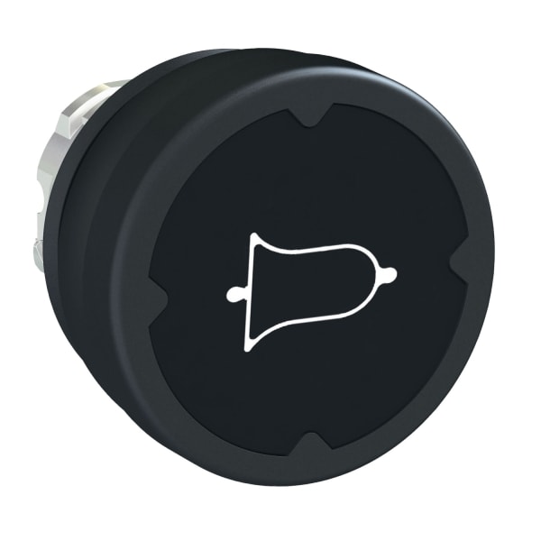 SCHNEIDER ELECTRIC - Drucktaster, Frontelement, Harmony XB4, Metall, 22mm, schwarz, beschriftet Glocke, gedreht, tastend, Dichtungsmanschette