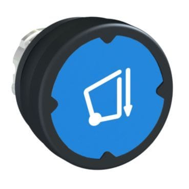 SCHNEIDER ELECTRIC - Drucktaster, Frontelement, Harmony XB4, Metall, 22mm, blau, beschriftet Symbol, tastend, Dichtungsmanschette
