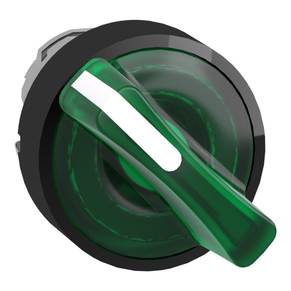 SCHNEIDER ELECTRIC - Leuchtwahlschalter, Frontelement, Harmony XB4, Metall schwarz, 22mm, grün, für universelle LED, 2 Stellungen, rastend