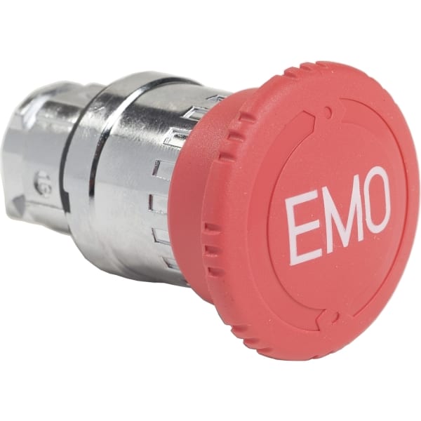 SCHNEIDER ELECTRIC - Not-Aus/Not-Halt-Schalter, Frontelement, Harmony XB4, Metall, 22mm, rot, beschriftet EMO, Pilz 40mm, Drehentriegelung