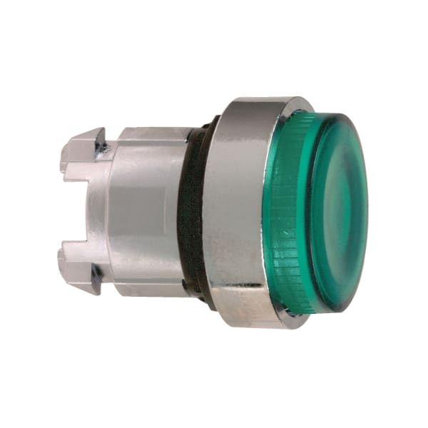 SCHNEIDER ELECTRIC - Leuchtdrucktaster, Frontelement, Harmony XB4, Metall, 22mm, grün, vorstehend, unbeschriftet, geriffelte Kalotte, BA9s