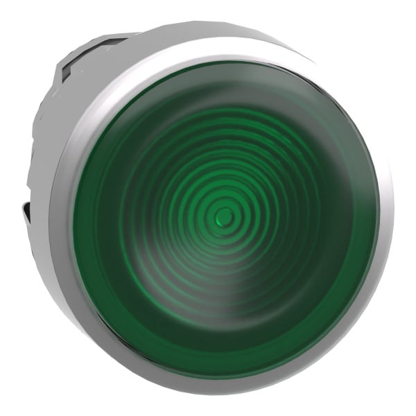 SCHNEIDER ELECTRIC - Leuchtdrucktaster, Frontelement, Harmony XB4, Metall, 22mm, grün, unbeschriftet, tastend, geriffelt, für universelle LED