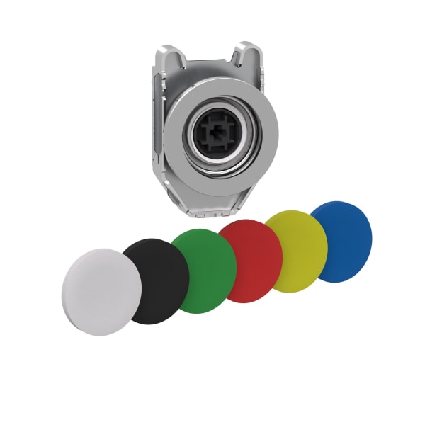 SCHNEIDER ELECTRIC - Drucktaster, Frontelement, Harmony XB4F, Metall, 30mm, 6 farbige Tastenschilder, unbeschriftet, tastend