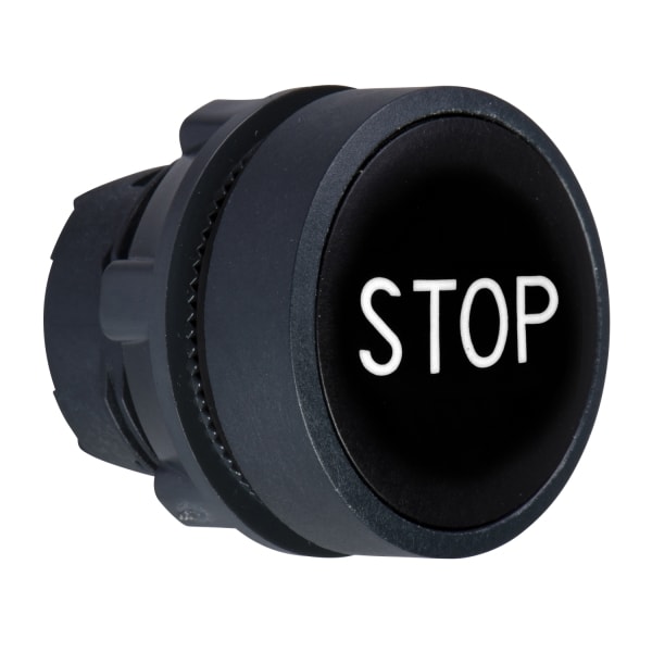 SCHNEIDER ELECTRIC - Drucktaster, Frontelement, Harmony XB5, Kunststoff, 22mm, schwarz, beschriftet STOP, tastend
