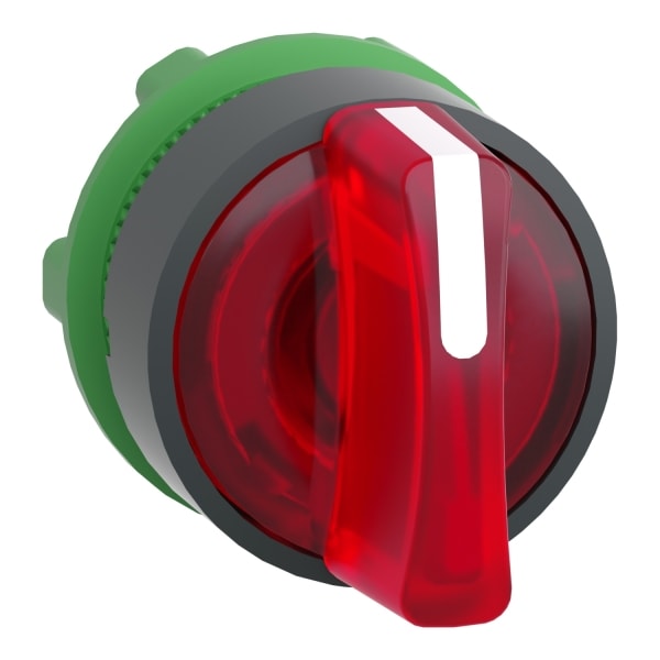 SCHNEIDER ELECTRIC - Leuchtwahlschalter, Frontelement, Harmony XB5, Kunststoff, 22mm, rot, für universelle LED, 3 Stellungen, Mitte rastend