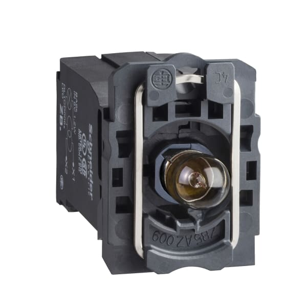 SCHNEIDER ELECTRIC - Lampenfassung mit Befestigungsflansch, Harmony XB5, Kunststoff, weiß, mit Trafo, Glühlampe BA9s, Schraubklemme, 230V AC