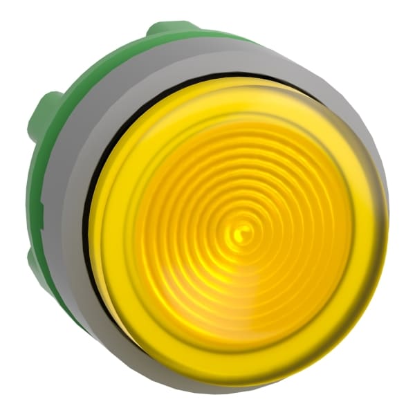 SCHNEIDER ELECTRIC - Leuchtdrucktaster, Frontelement, Harmony XB5, Kunststoff, 22mm, hellgrau, gelb, vorstehend, universelle LED, geriffelt