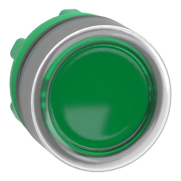 SCHNEIDER ELECTRIC - Leuchtdrucktaster, Frontelement, Harmony XB5, Kunststoff, 22mm, hellgrau, grün, für universelle LED, mit Schutzkappe