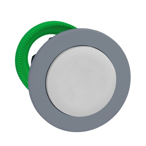 SCHNEIDER ELECTRIC - Drucktaster, Frontelement, Harmony XB5F, Kunststoff, 30mm, hellgrau, weiß, vorstehend, unbeschriftet, rastend