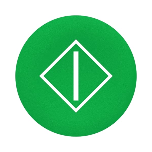 SCHNEIDER ELECTRIC - Frontelement, grün, m. Beschriftung, I in Raute, f. Druckt., rund, flach Ø 22