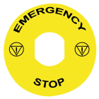 SCHNEIDER ELECTRIC - Schild, rund, gelb, Ø 90mm -Beschriftung EMERGENCY STOP