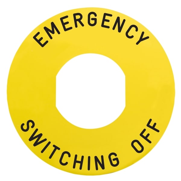 SCHNEIDER ELECTRIC - Schild Ø60 für Not-Halt/Not-Aus-Taster, EMERGENCY SWITCHING OFF/Logo ISO13850