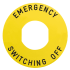 SCHNEIDER ELECTRIC - Schild Ø60 für Not-Halt/Not-Aus-Taster, EMERGENCY SWITCHING OFF/Logo ISO13850