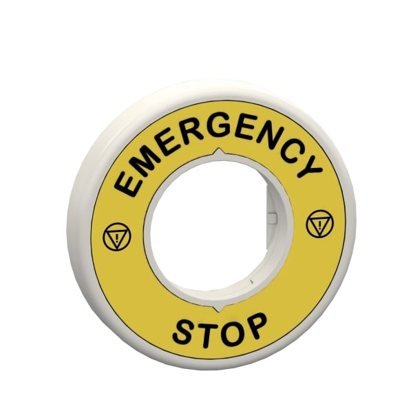 SCHNEIDER ELECTRIC - Beleuchtbares Schild für Not-Aus/Not-Halt, 1 LED rot, 24V, EMERGENCY STOP