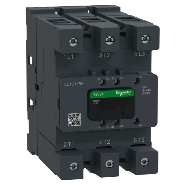 SCHNEIDER ELECTRIC - Leistungsschütz TeSys Deca LC1D 3p, +1S+1Ö, 55 kW, 115 A, 400 V AC3, Spule 24-60V AC/DC, mit EverLink Klemmen