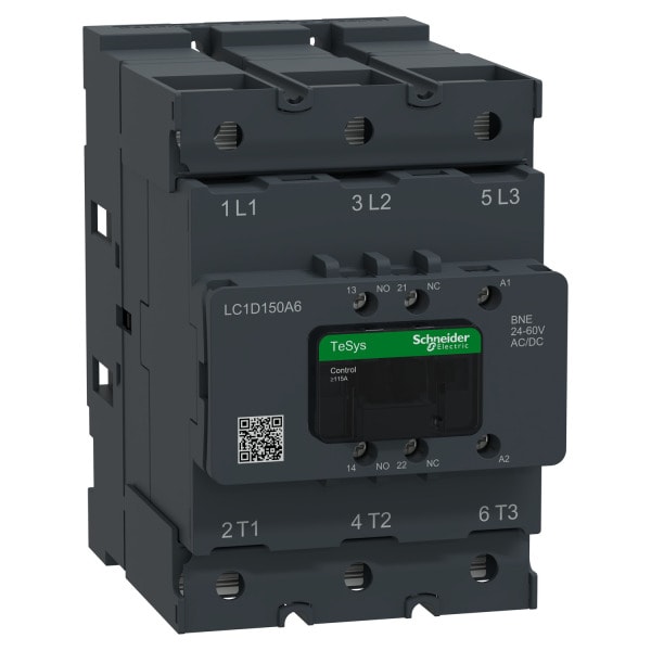 SCHNEIDER ELECTRIC - Leistungsschütz TeSys Deca LC1D 3p, +1S+1Ö, 75 kW, 150 A, 400 V AC3, Spule 24-60V AC/DC mit Bolzenanschluss