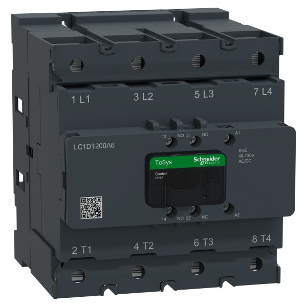 SCHNEIDER ELECTRIC - Leistungsschütz TeSys Deca LC1D 4p, +1S+1Ö, 200 A, 400 V AC1, Spule 48-130V AC/DC, mit Bolzenanschluss