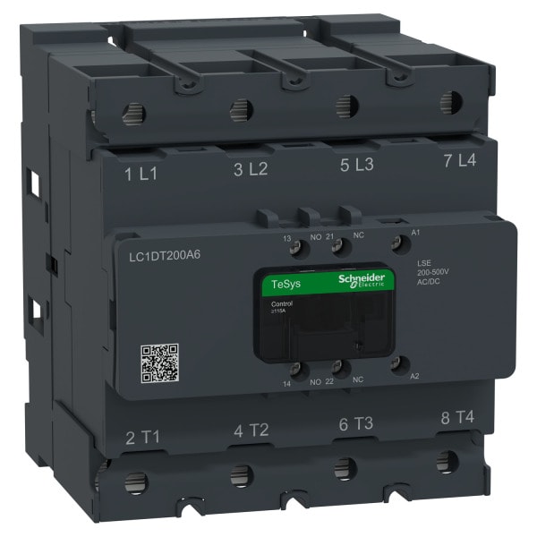 SCHNEIDER ELECTRIC - Leistungsschütz TeSys Deca LC1D 4p, +1S+1Ö, 200 A, 400 V AC1, Spule 200-500V AC/DC, mit Bolzenanschluss