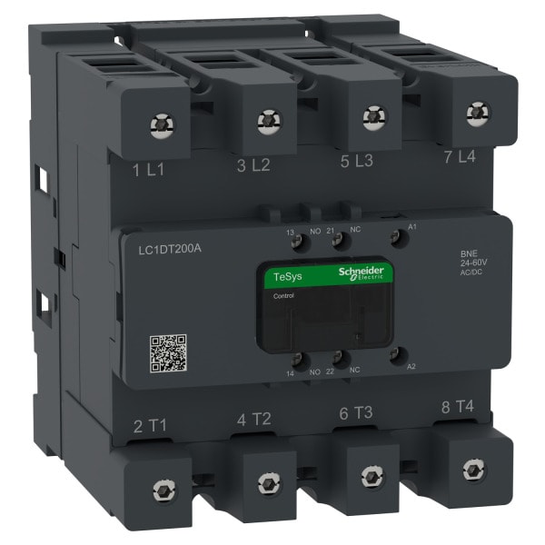 SCHNEIDER ELECTRIC - Leistungsschütz TeSys Deca LC1D 4p, +1S+1Ö, 200 A, 400 V AC1, Spule 24-60V AC/DC, mit EverLink Klemmen