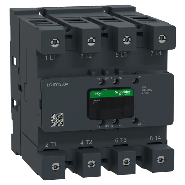 SCHNEIDER ELECTRIC - Leistungsschütz TeSys Deca LC1D 4p, +1S+1Ö, 200 A, 400 V AC1, Spule 200-500V AC/DC, mit EverLink Klemmen