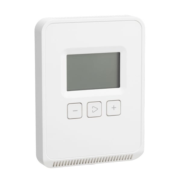SCHNEIDER ELECTRIC - SpaceLogic SLP Serie, Raumfühler, Feuchte, Temperatur, LCD, BACnet MSTP/Modbus Ausgänge mit mattweißem Gehäuse