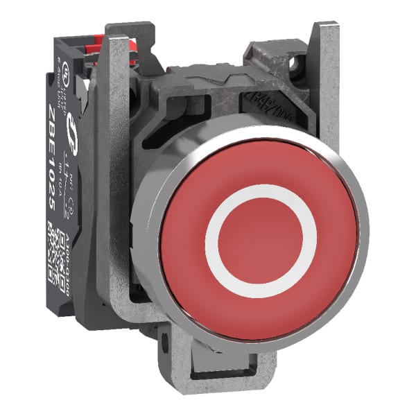 SCHNEIDER ELECTRIC - Drucktaster, Harmony XB4, Metall, 22mm, rot, beschriftet O, tastend, 1Ö, Push-In