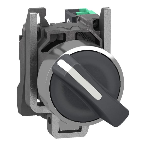SCHNEIDER ELECTRIC - Wahlschalter, Knebelschalter, Harmony XB4, Metall, 22mm, schwarz, 2 Stellungen, rastend, 2S, Push-In